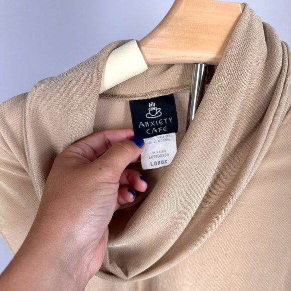 Vintage Anxiety Cafe Gold Cowl Neck Tank Top | Women's L | Elevated Basic - Picture 5 of 6